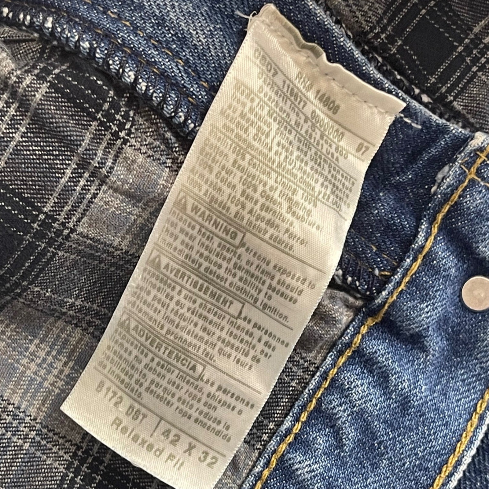 Carhartt B172 DST Flannel Lined Relaxed Fit Denim Jeans Mens 42×32 Blue Dark