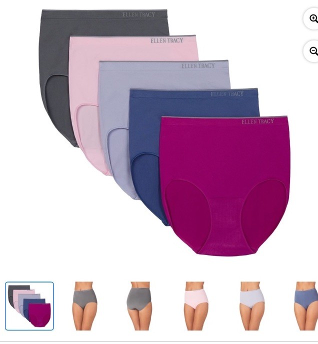 ELLEN TRACY Womens Sz XL (8) 41”-42” Hip 5 Pk SEAMLESS BRIEF Full Coverage NEW