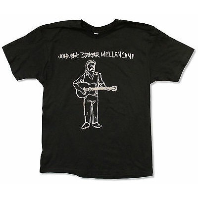 Men’s John Mellencamp Call Me Guitar Man Sketch T-shirt Small Black