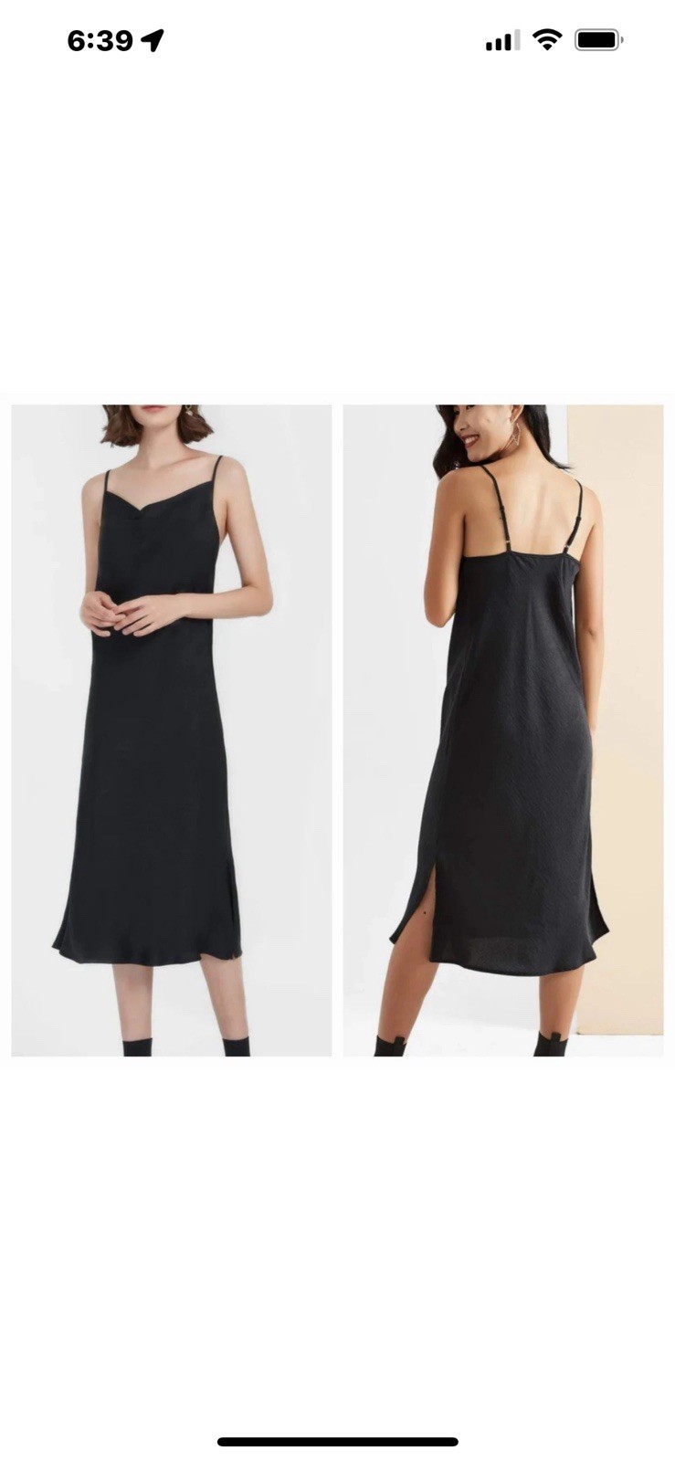 NWT Supesu Eden Black Satin Slip Dress Spaghetti Straps side slits Extra Small