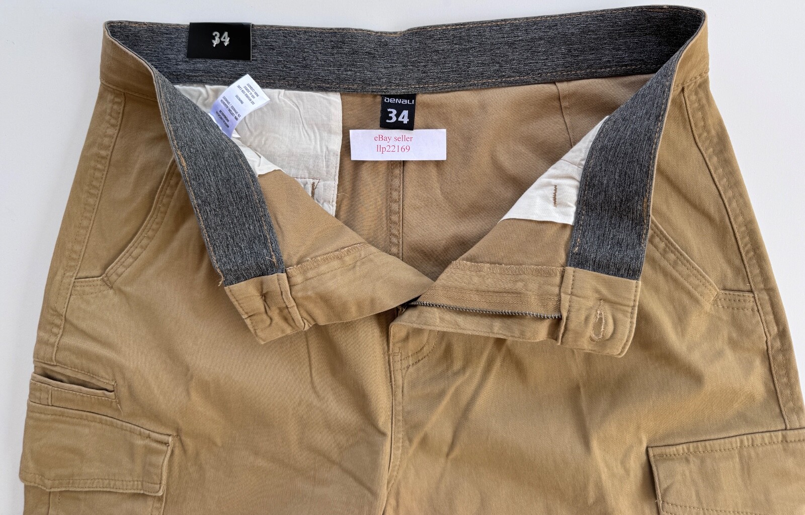 DENALI Men’s Stretch Cargo Shorts (SIZE 34) Flex Waist BOARDWALK TAN New $44 Tag