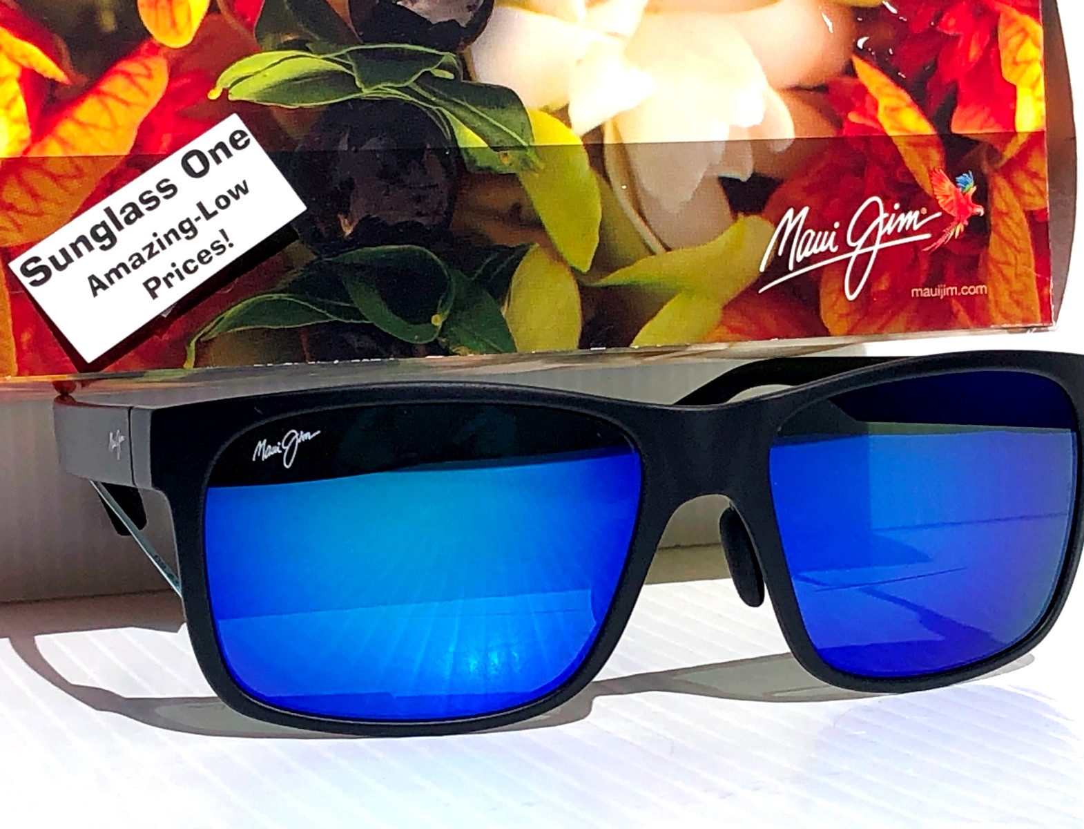 Maui Jim RED SANDS Matte Black POLARIZED Blue READERS +2.5 Sunglass B432-2M25