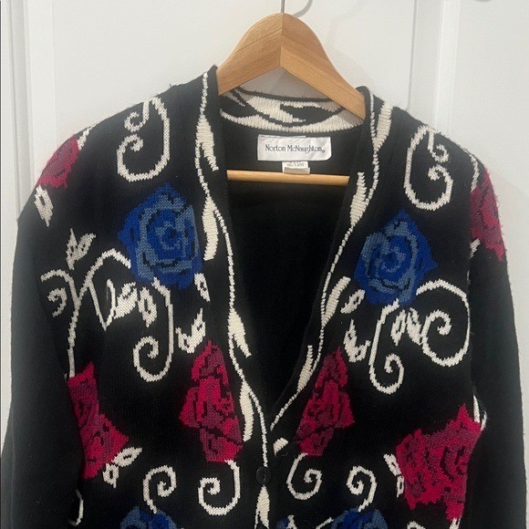 Vintage Norton McNaughton Floral Knit Cardigan, Size M or L