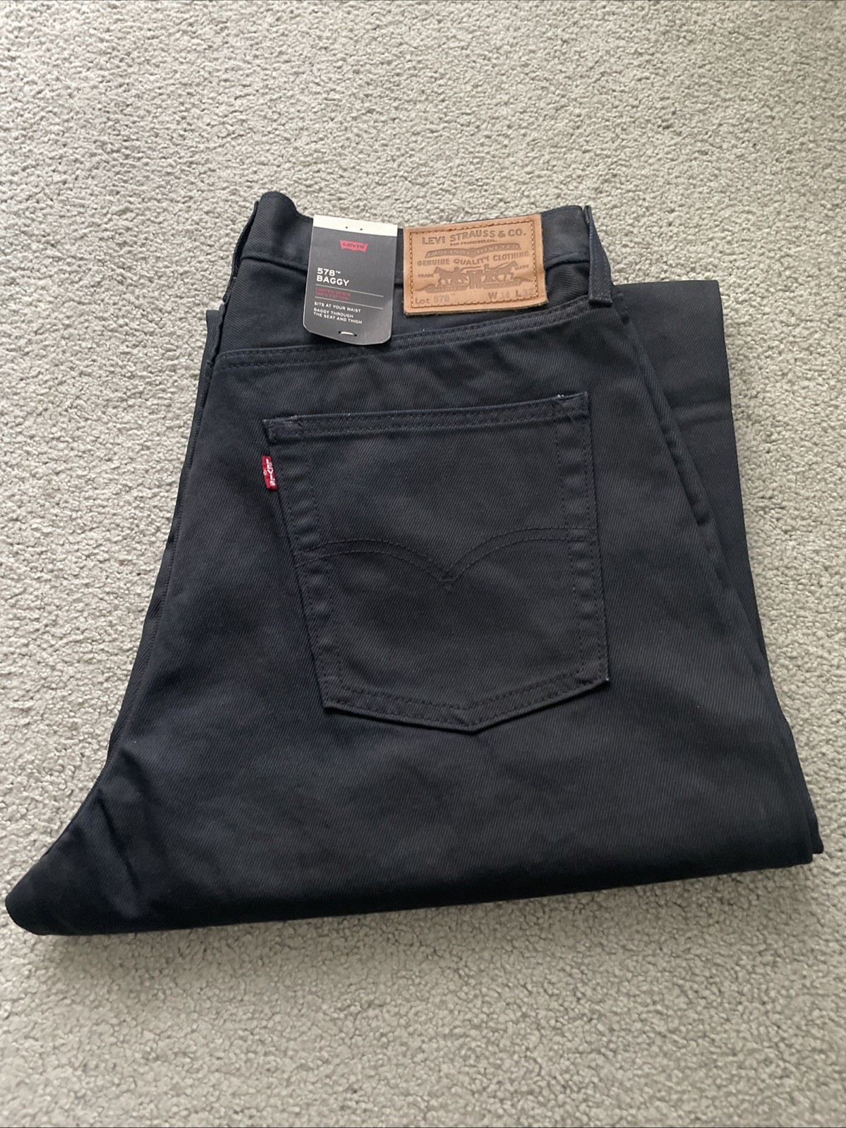 Levi’s Premium 578 Coated Baggy Jeans Tag Sz. 34×32 Measured 34X30 See Des