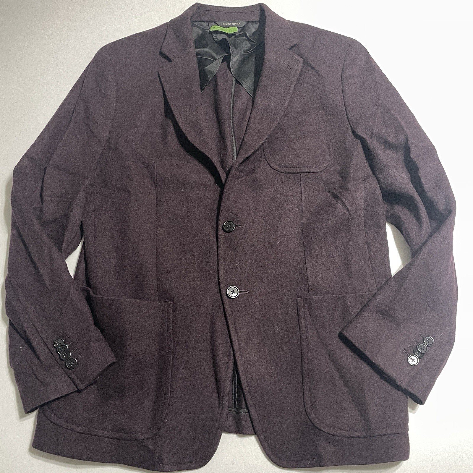 BANANA REPUBLIC Mario Bellucci Mens 40R Slim Fit Burgundy Wool Blend Blazer