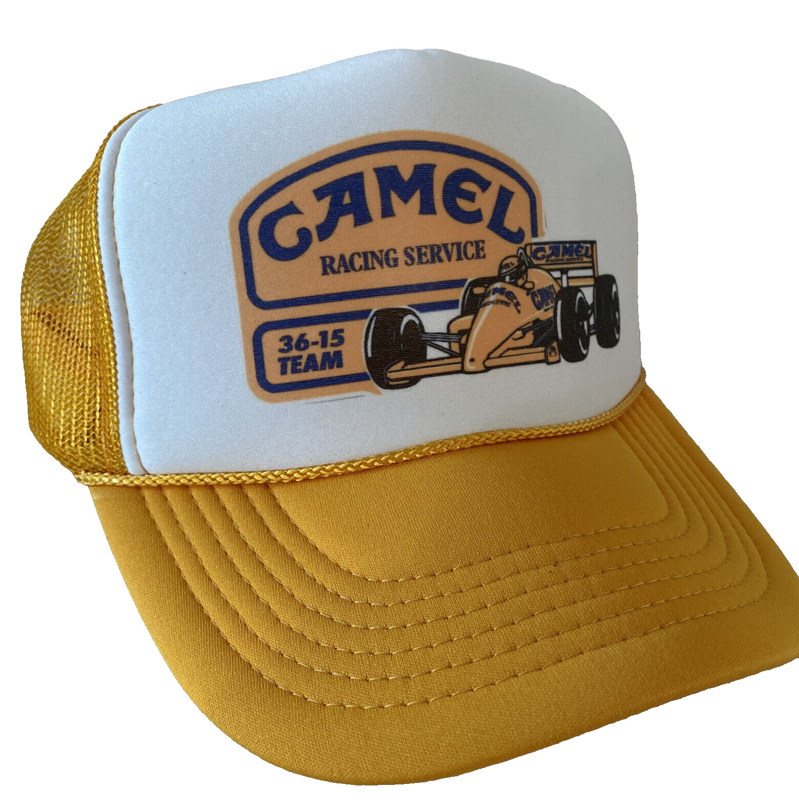 Vintage Camel Racing Hat Trucker Hat Racing snapback Yellow Unworn race cap