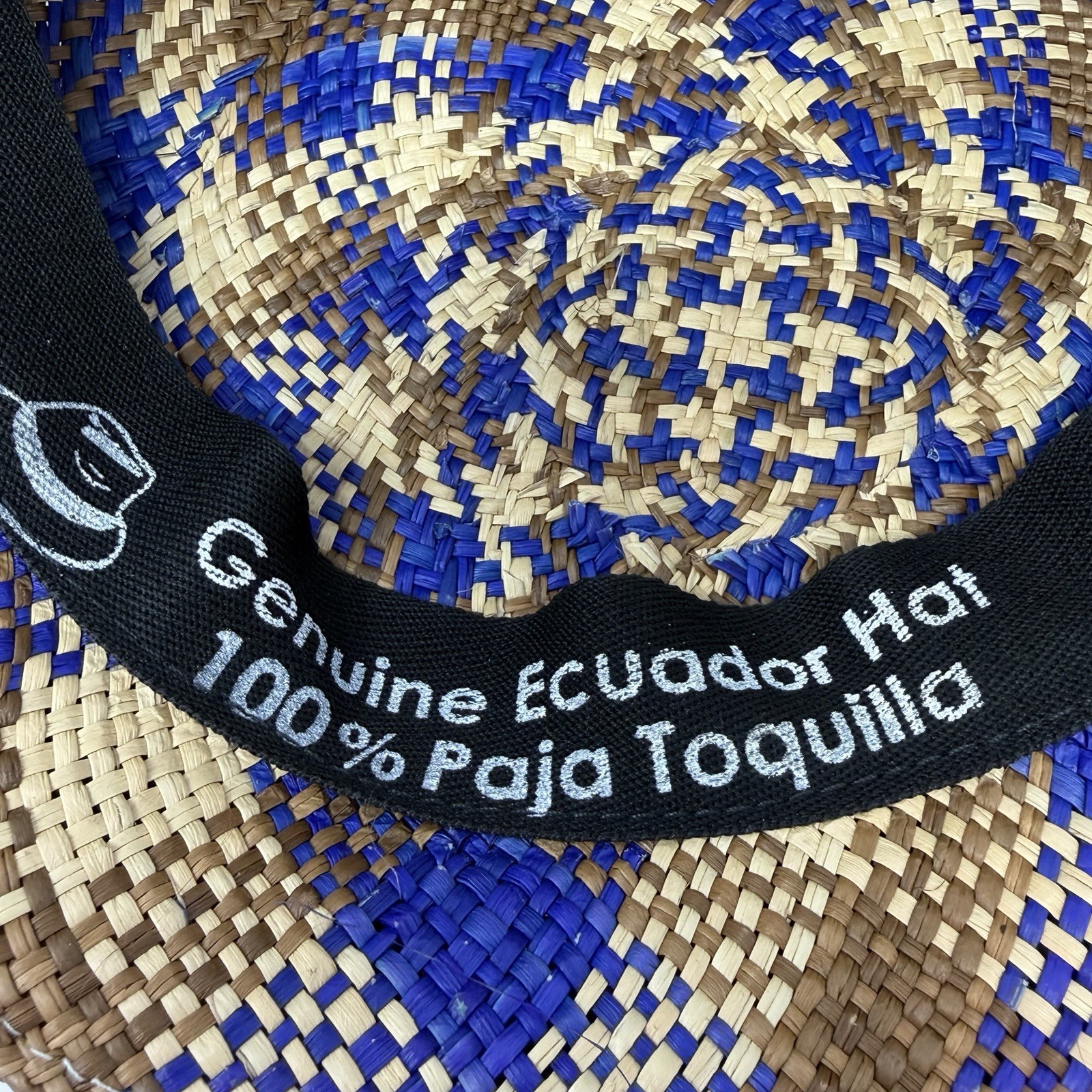 Panama Hat Ecuador Toquilla Straw Ivy Cap Flat Cap Multicolor Blue Brown Size 61