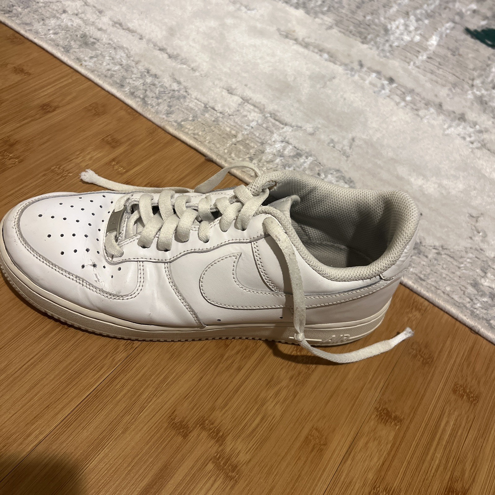 Nike Air Force 1 Low White Leather Lace Up Men’s Athletic Shoes