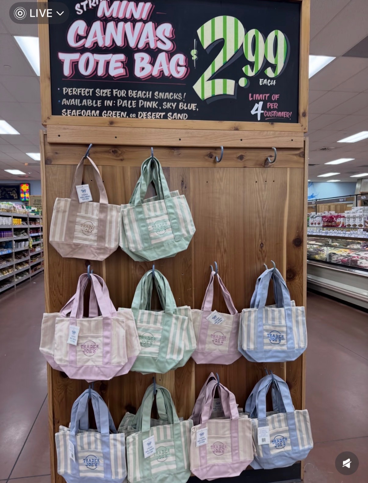 Trader Joe’s Mini Pastel Striped Canvas Tote Bag Limited Edition- Set Of 4!!!!