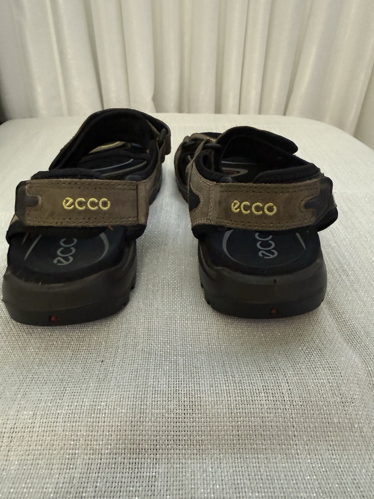ECCO Men’s Leather Hook & Loop Adjustable Strap Sandals Brown/Black US 10.5