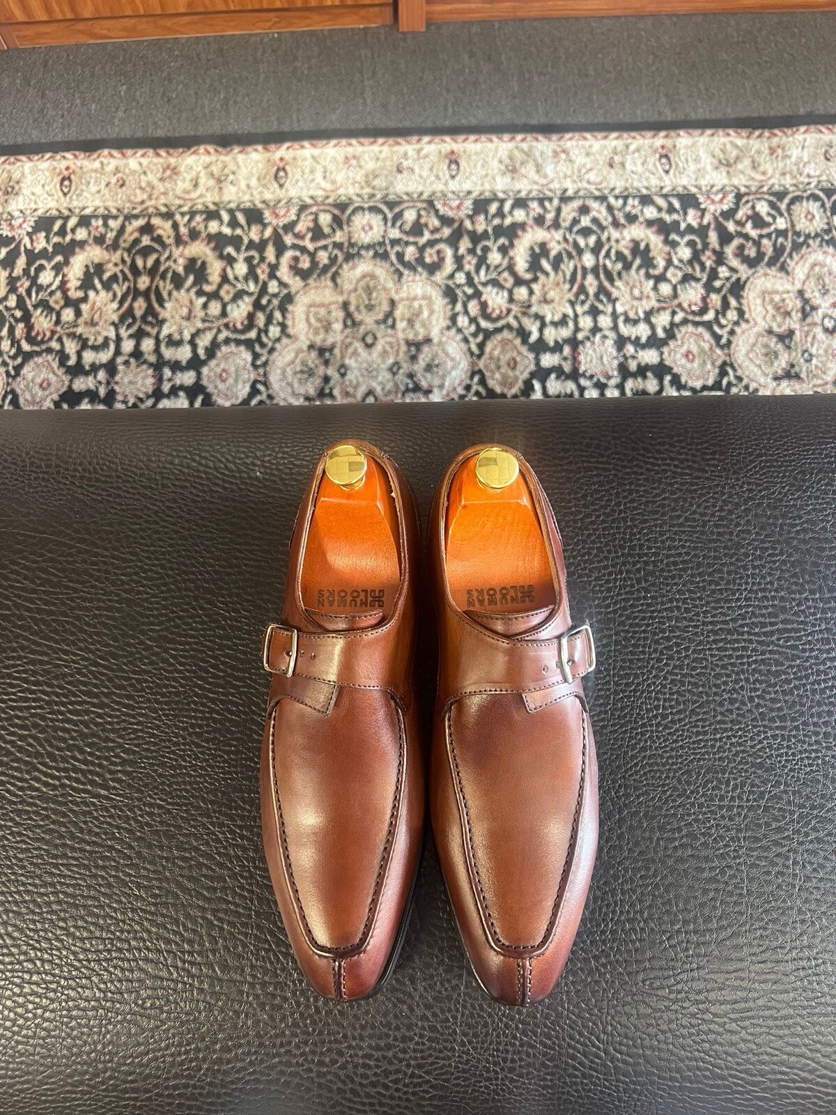 Italian leather dress shoe Monk Strap,brown Color Size 40, /42,43,45 Available