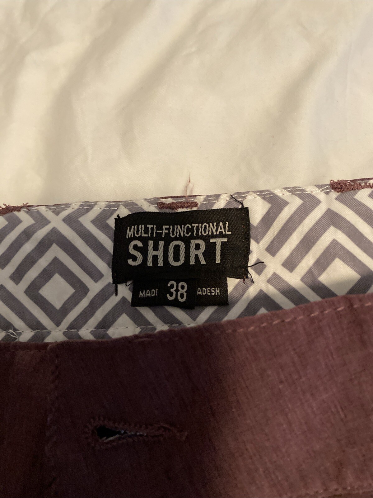 Trunks Multi-Functional Burgundy Wine Shorts Mens Size 38 NWT