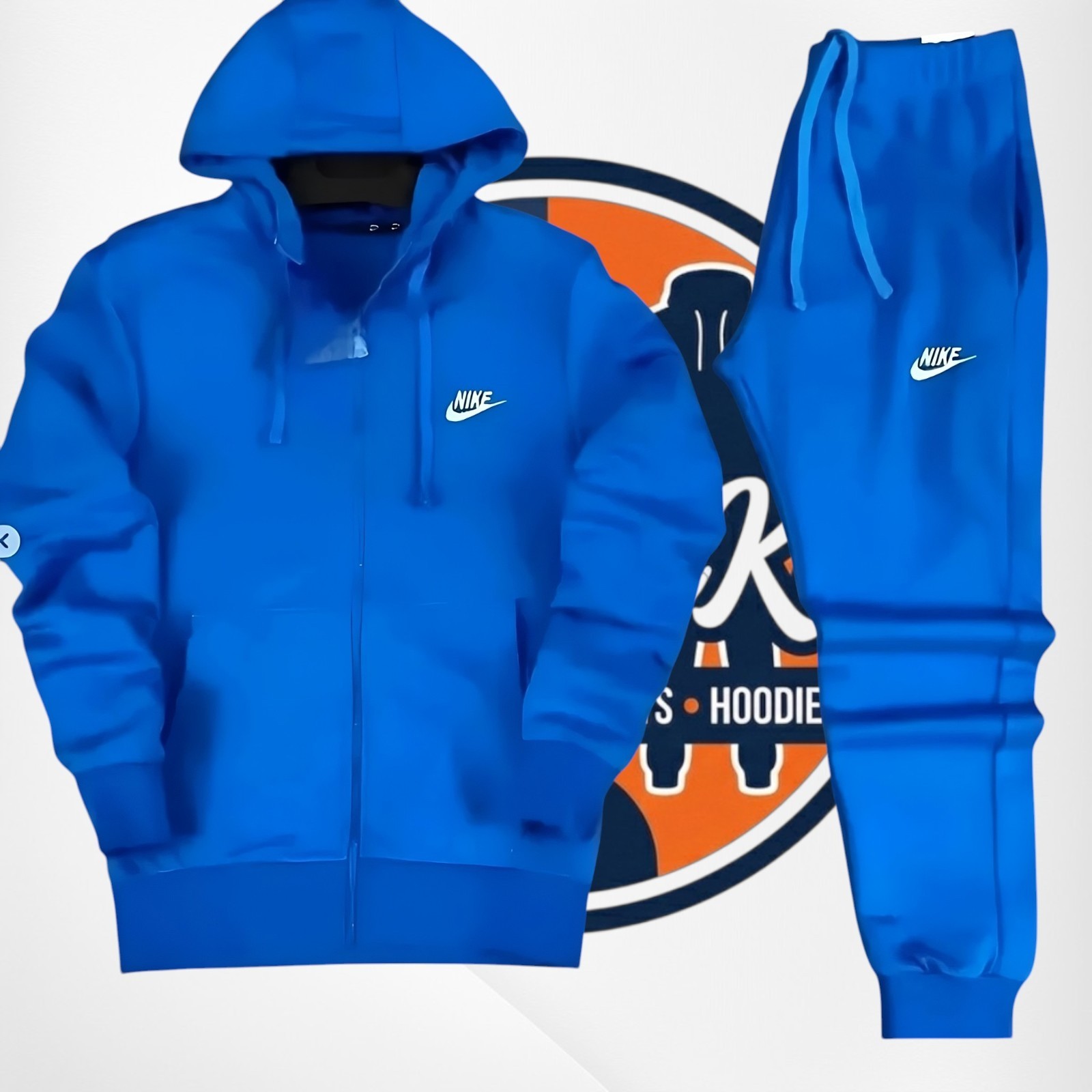 Nike TrackSuit Men’s Sweatsuit Set Hoodie Slim Fit To Match Joggers GymWear Blue