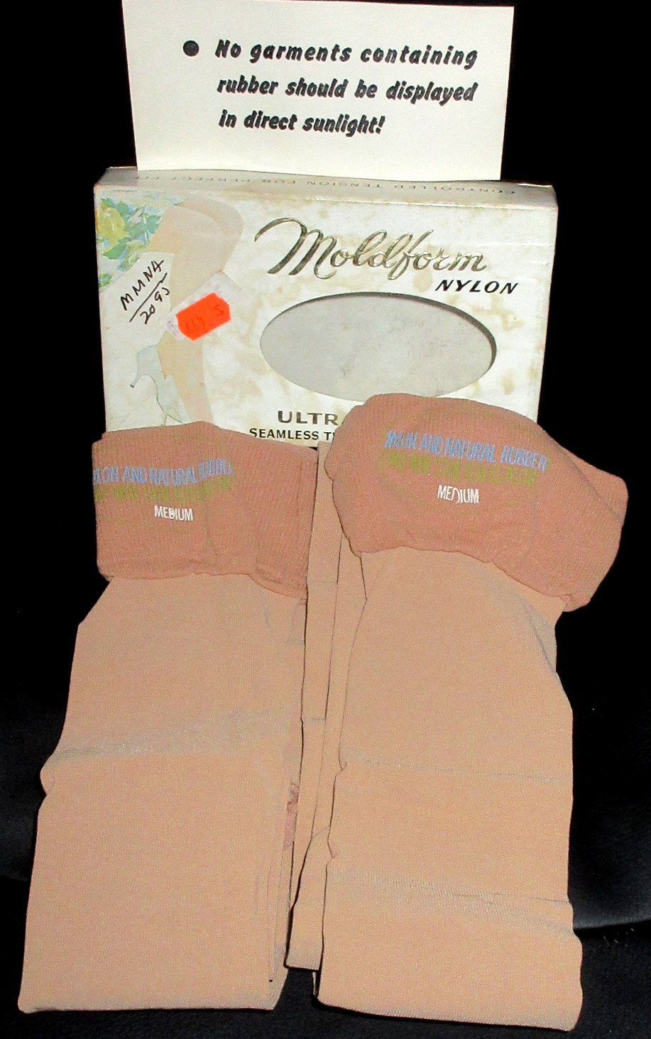 RARE Vintage Nylon Stockings MOLDFORM HIGH quality Thigh Rubber Medium