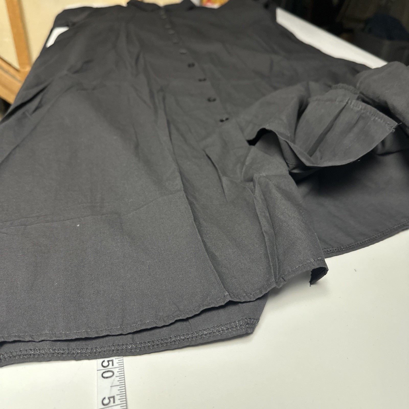 100% Cotton Duster Maxi Shirt Dress Button Front Pockets Minimalist Utility XL