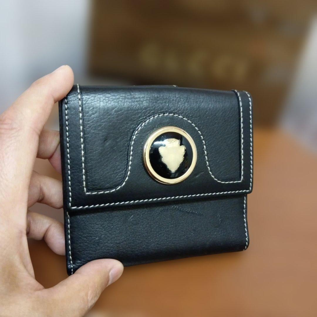 GUCCI Black Leather Bifold Wallet Double Snap Bill Compartment Coin Pocket