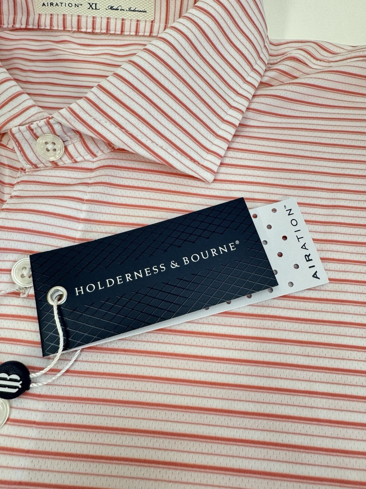 NWT Holderness & Bourne Turnbull Stripe AIRATION Golf Polo Shirt Mens XXL $118
