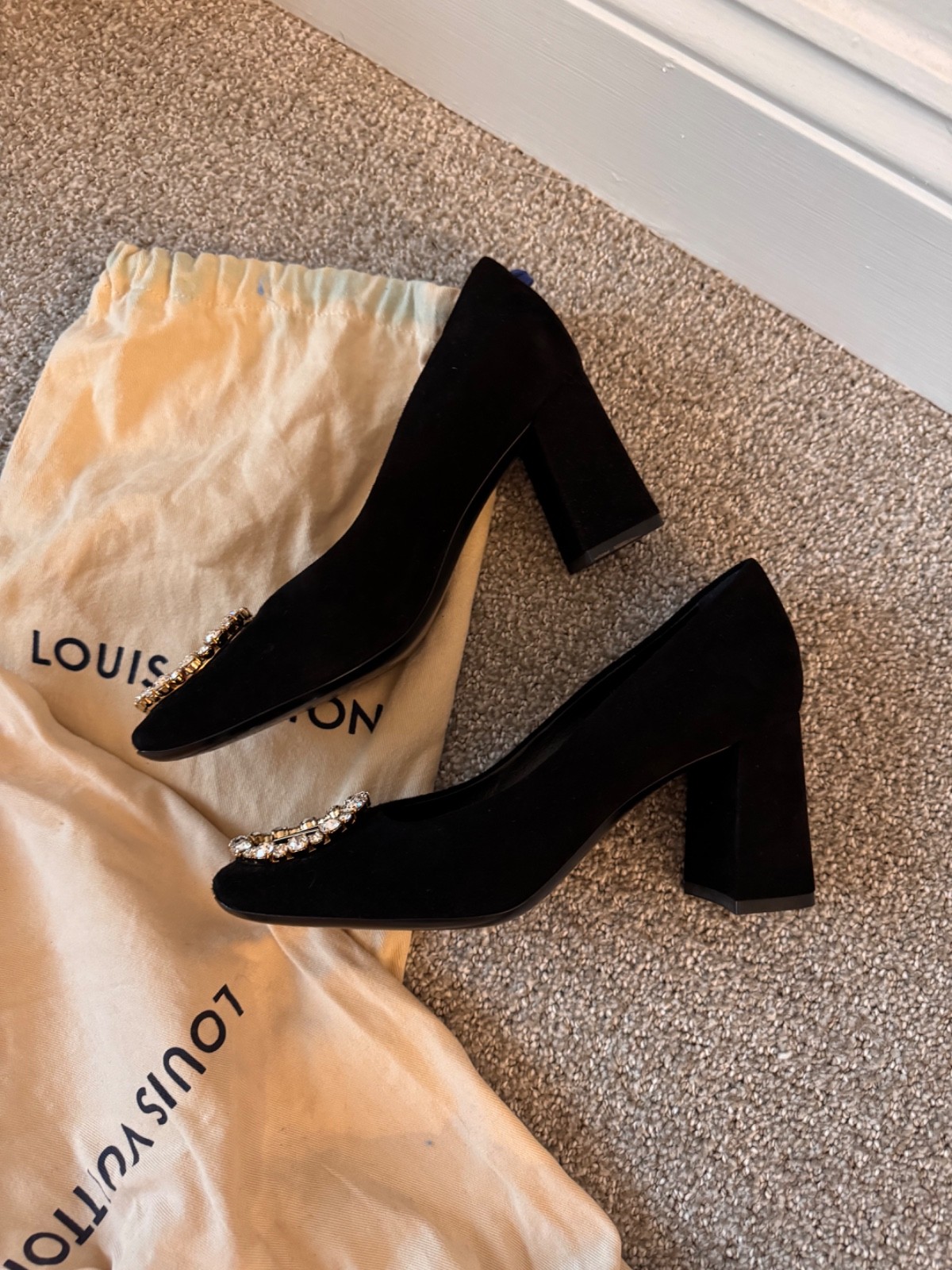 Louis Vuitton Black Suede Madeleine Pump