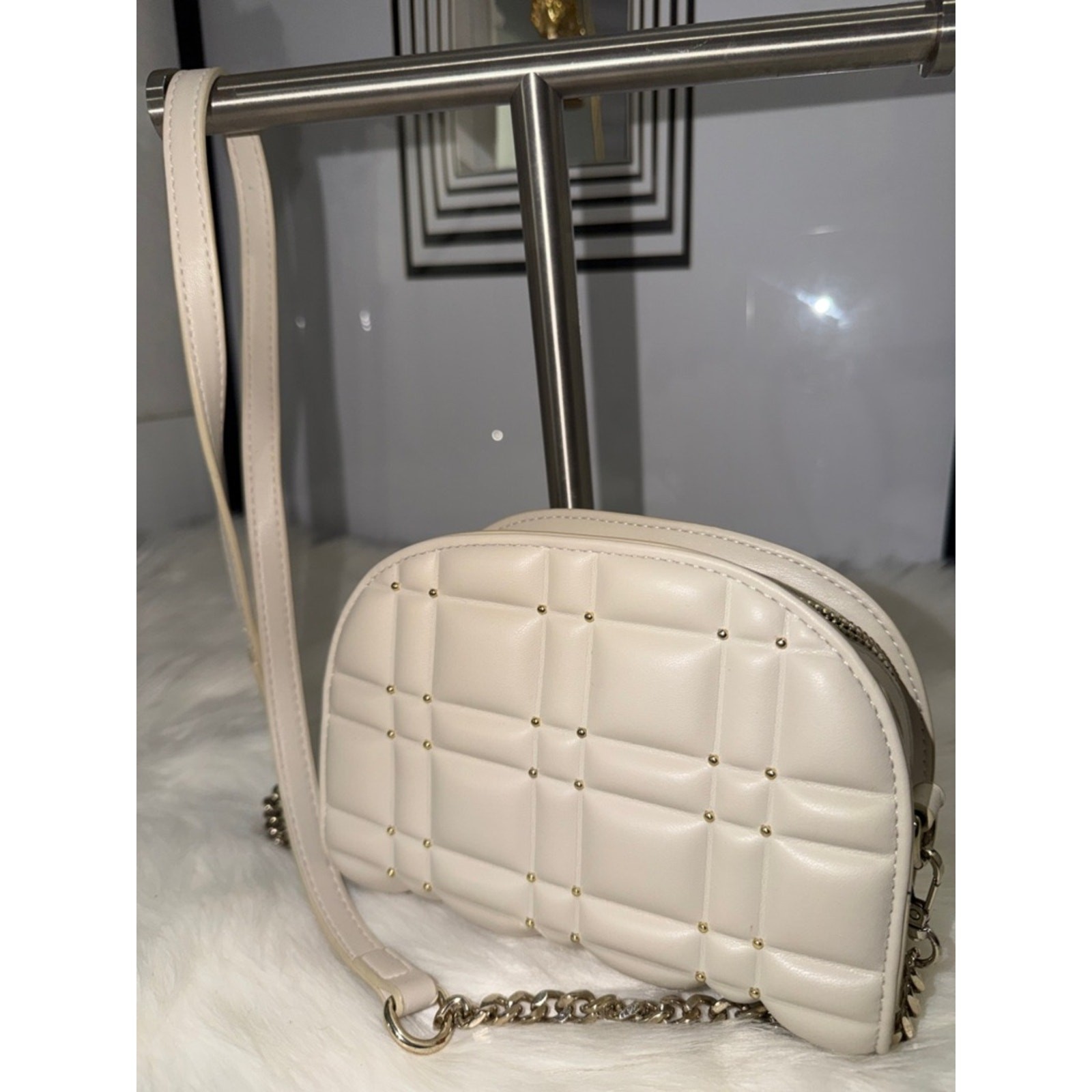 ZARA Quilted with Gold Studs| Chain Crossbody Womens Bag
