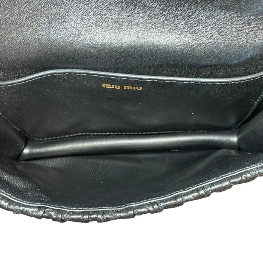 Miu Miu Matelasse Brown Leather Crystal Shoulder Bag 5BH095 Womens [0m