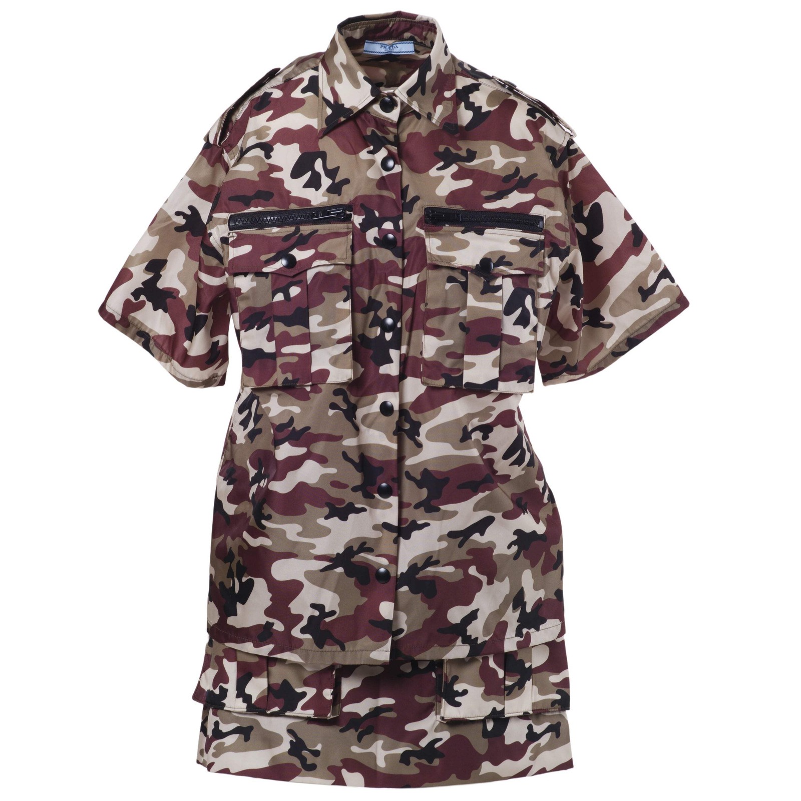 Prada Women’s Camouflage Shirt Skirt Set Green Multicolor IT 36 40