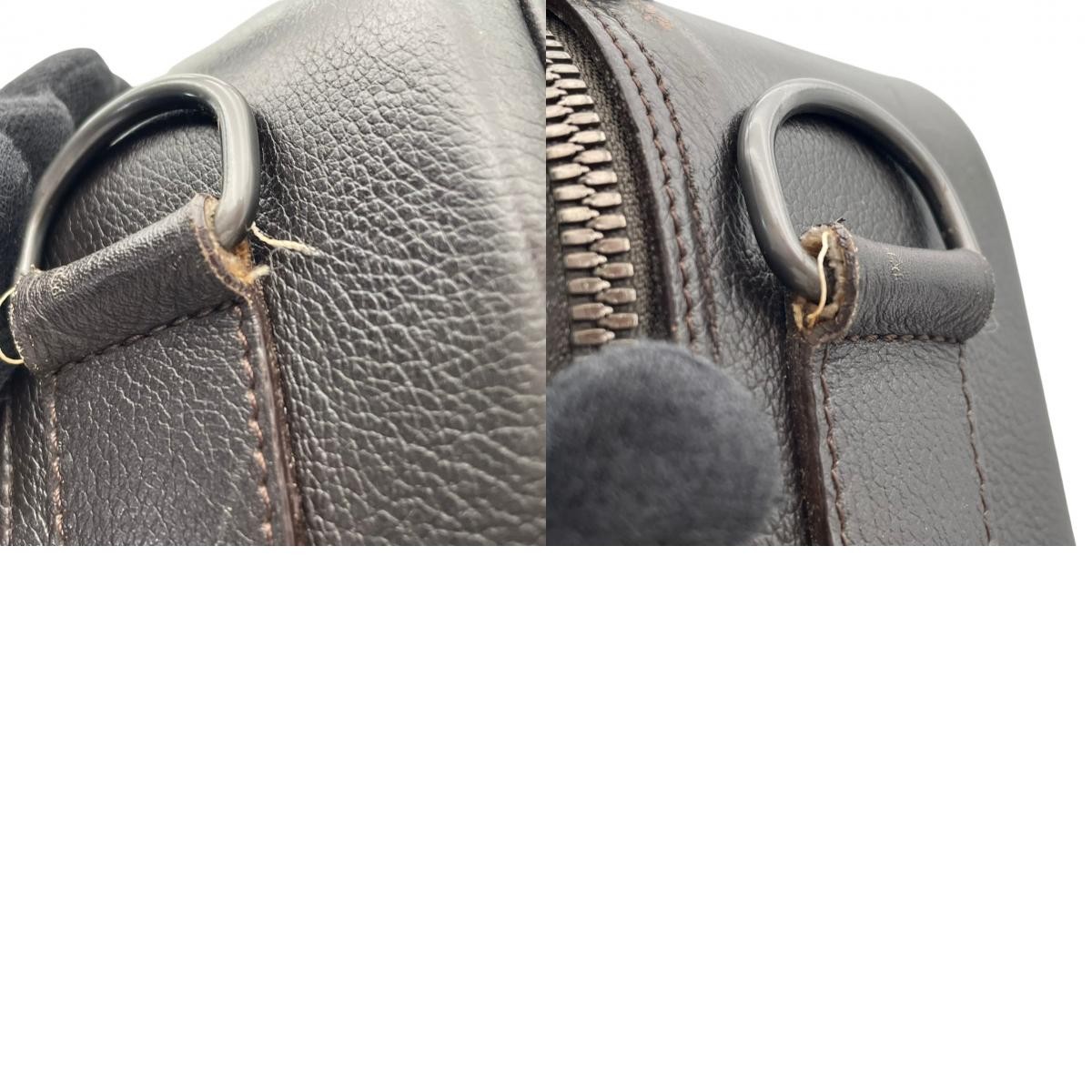 Authentic dunhill Leather 2WAY Briefcase Business Shoulder Bag Brown Mens