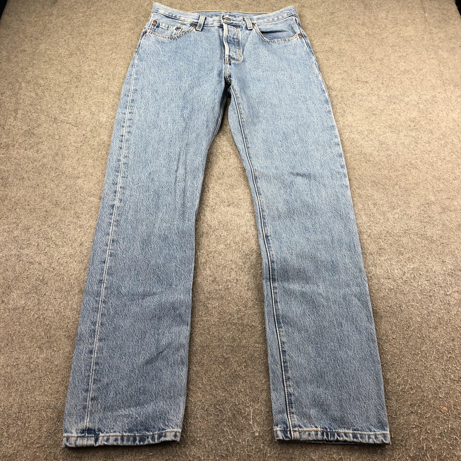 Levis 501 Jeans Mens 28×32 Blue Light Wash Regular Straight Denim Pants Casual