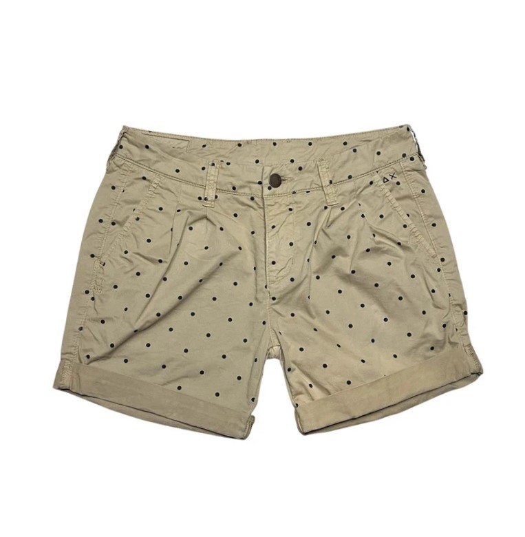 SUN68 Polka Dot Cotton Chino Shorts Women’s Size 26 Beige Premium Italian Preppy