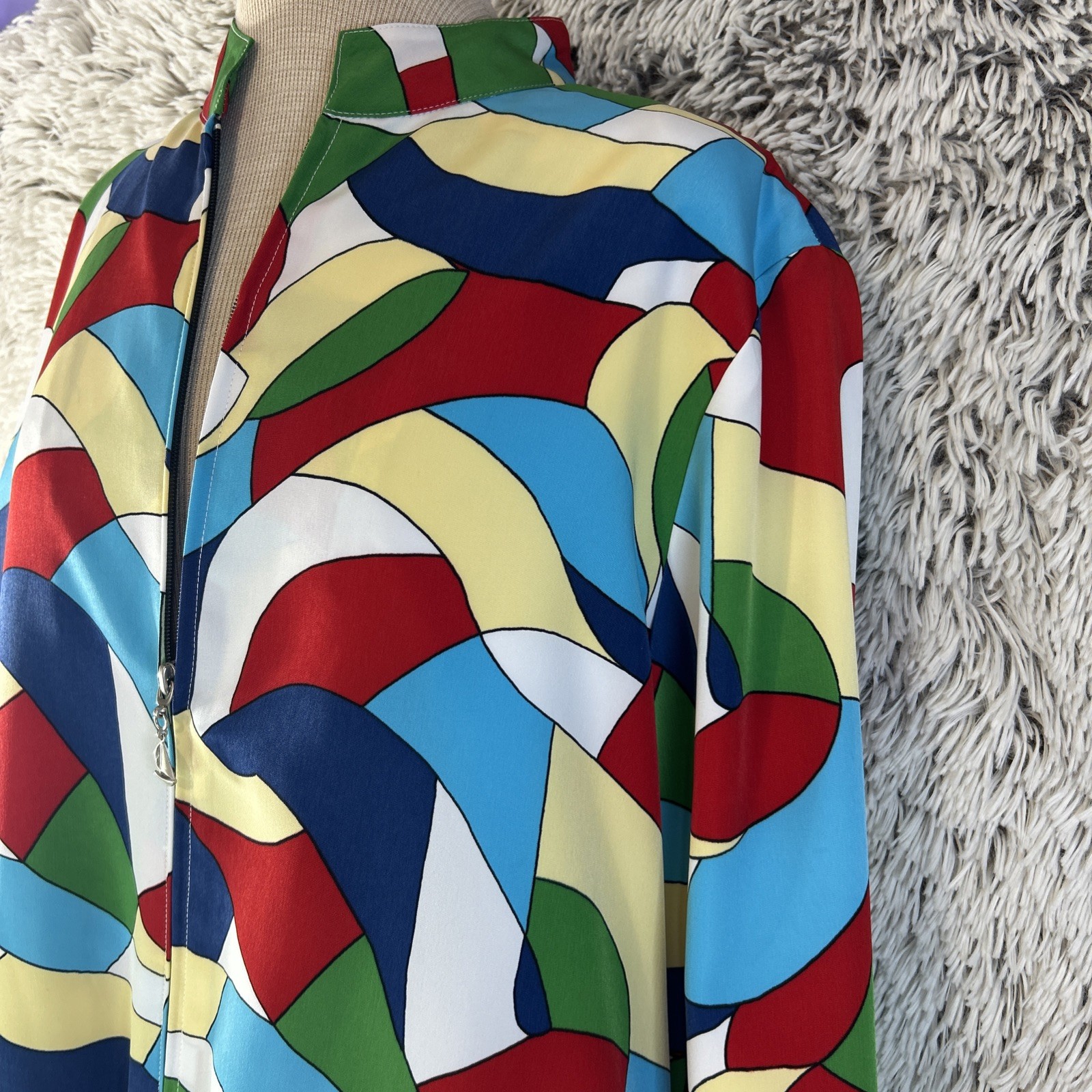 Colorful 90’s Bold Zip Up Lightweight Jacket Bomber Hip Hop Medium