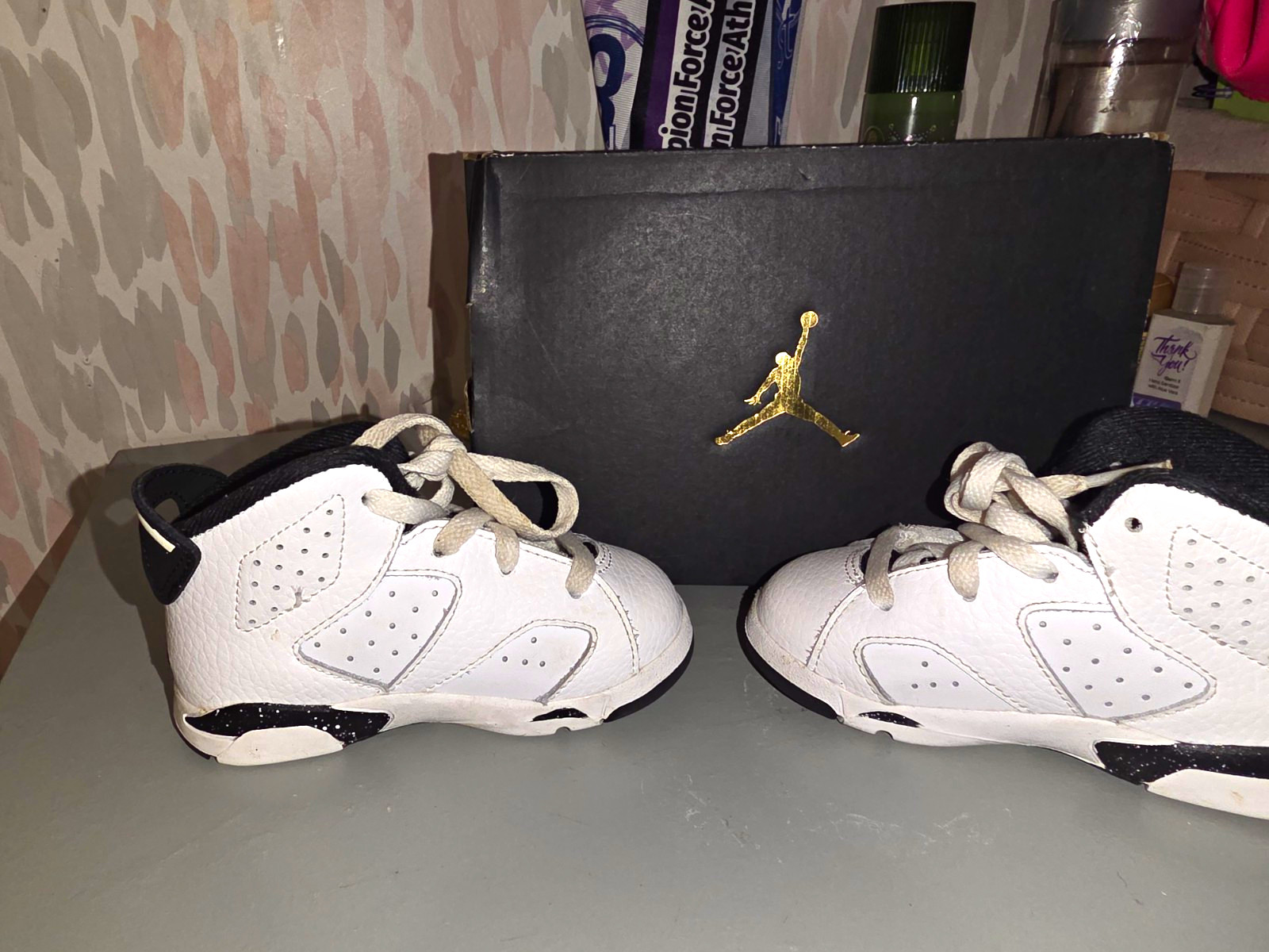 Jordan 6 Retro (TD) Toddler Sneakers 6C White/Black Leather Mid Top DV3606