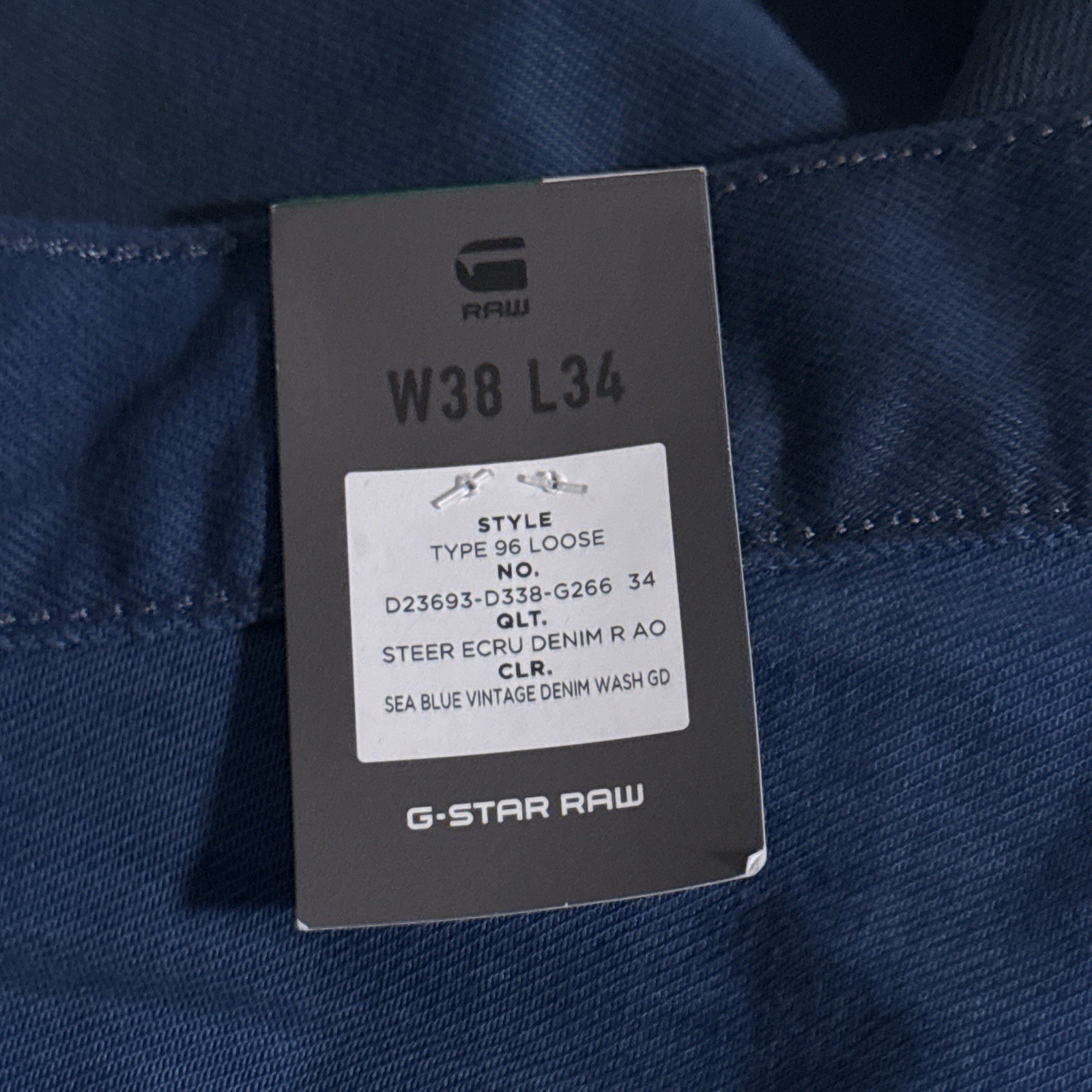 G-Star Raw Type 96 Loose Jeans Sea Blue Vintage Denim Men’s Size 38×34 NEW $240