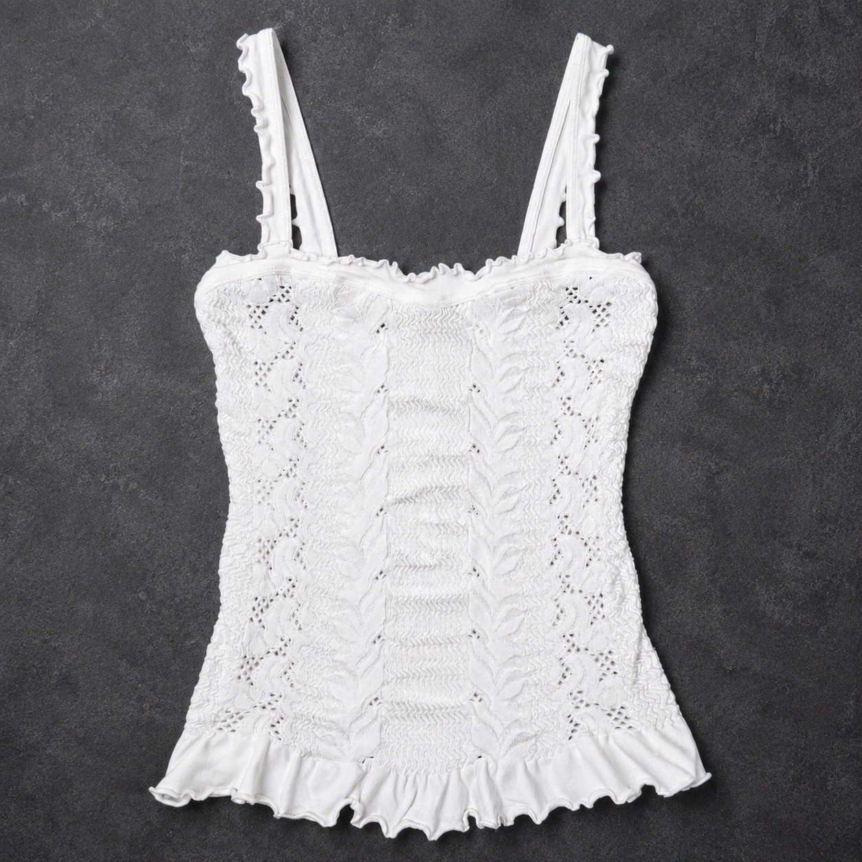 Free People Intimately So Soft Frill Square Neck Tank White XS/S Cami Girly NWT