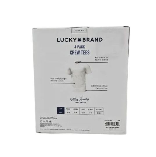 4 PACK LUCKY BRAND MENS SIZE L COTTON BLEND WHITE CREW NECK T-SHIRT UNDERSHIRT
