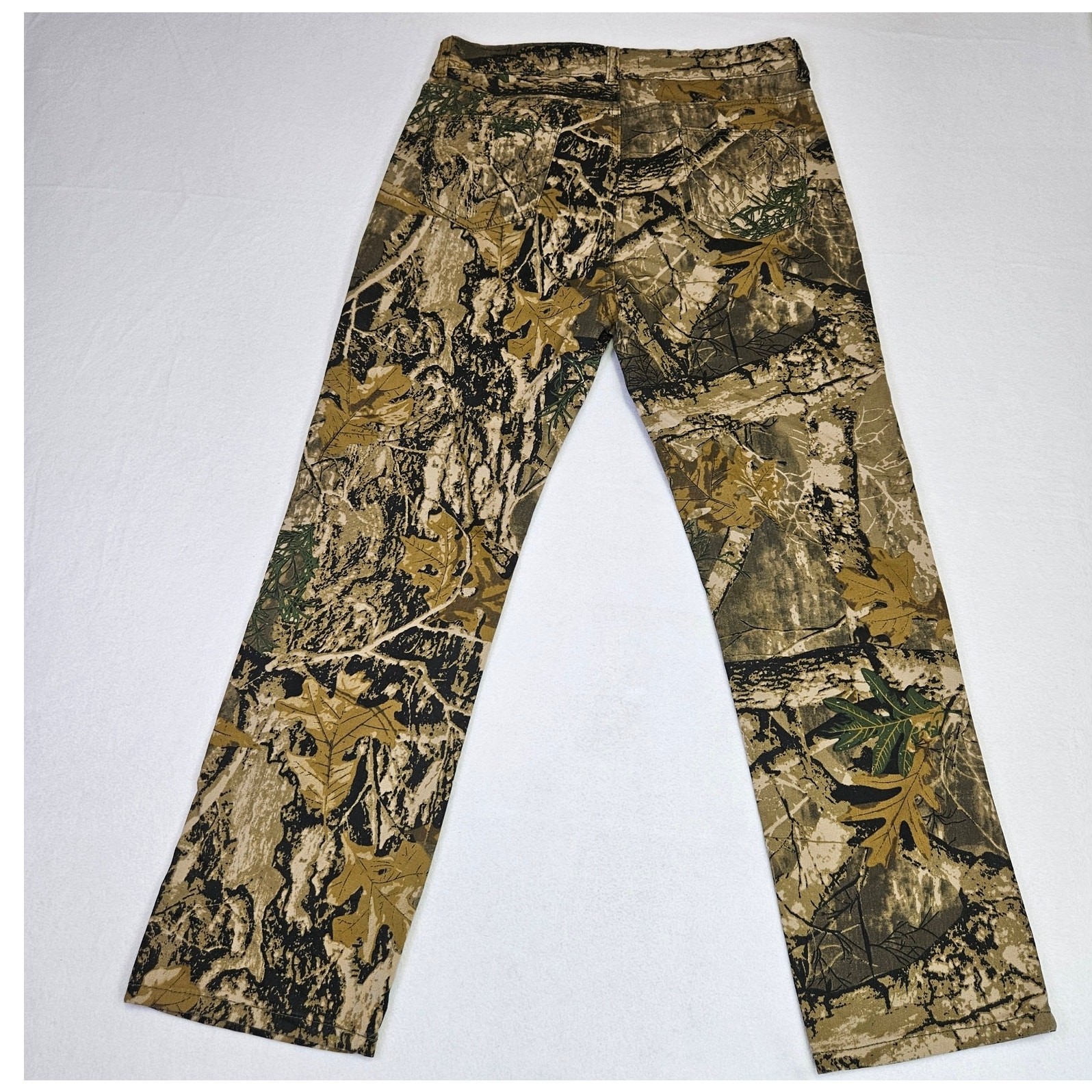 Blue Savvy Camo Pants Womens 14 Jeans Hiking Outdoor Straight Leg Stretch Brown