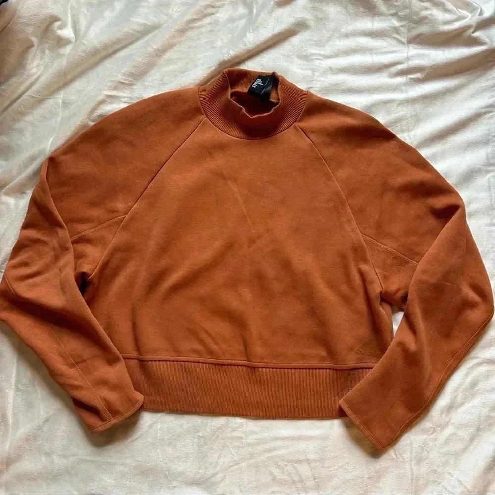 Team Adidas VRCT cropped mock neck pullover sweatshirt in Tech Copper