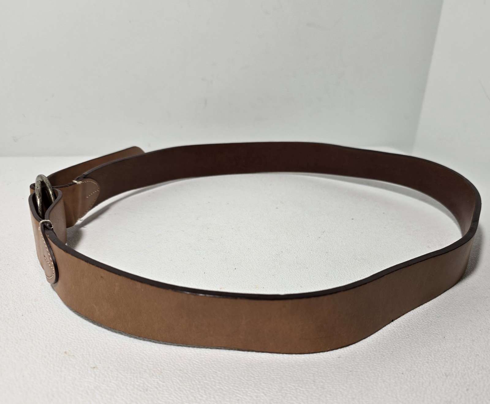Faconnable Calf Leather Belt Brown 100cm/40 in Ant Silverplate Buckle Made Italy