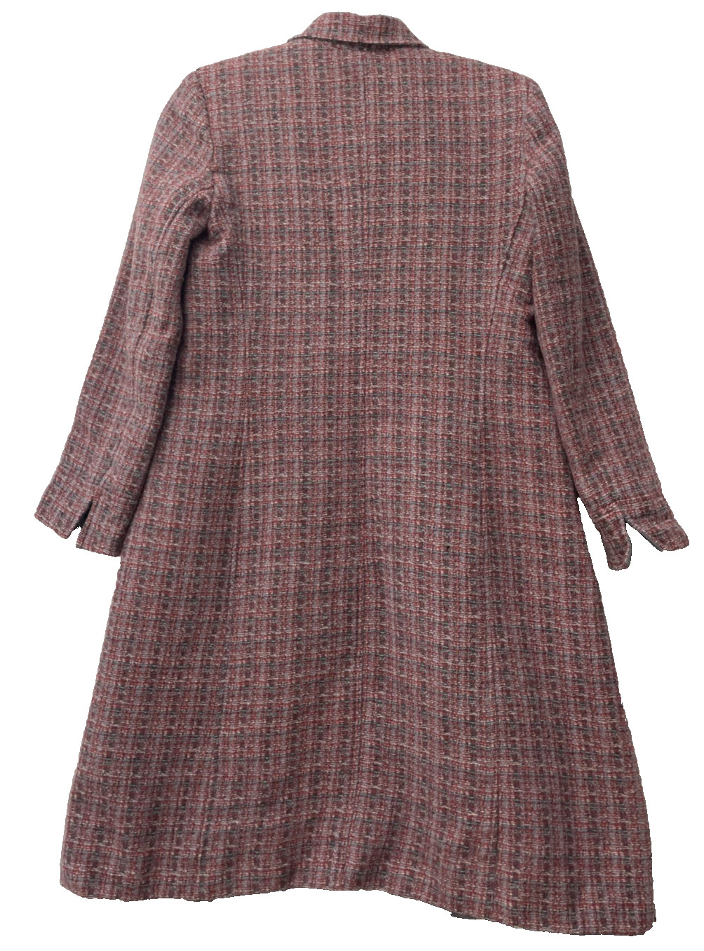 Harvé Benard Women’s 100% Wool Red Gray Plaid Long Coat Jacket Size 12