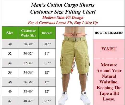 Men’s BELTED CARGO Multi-Pocket Twill Cotton Shorts ( Size 30-42 ) NWT Free Ship