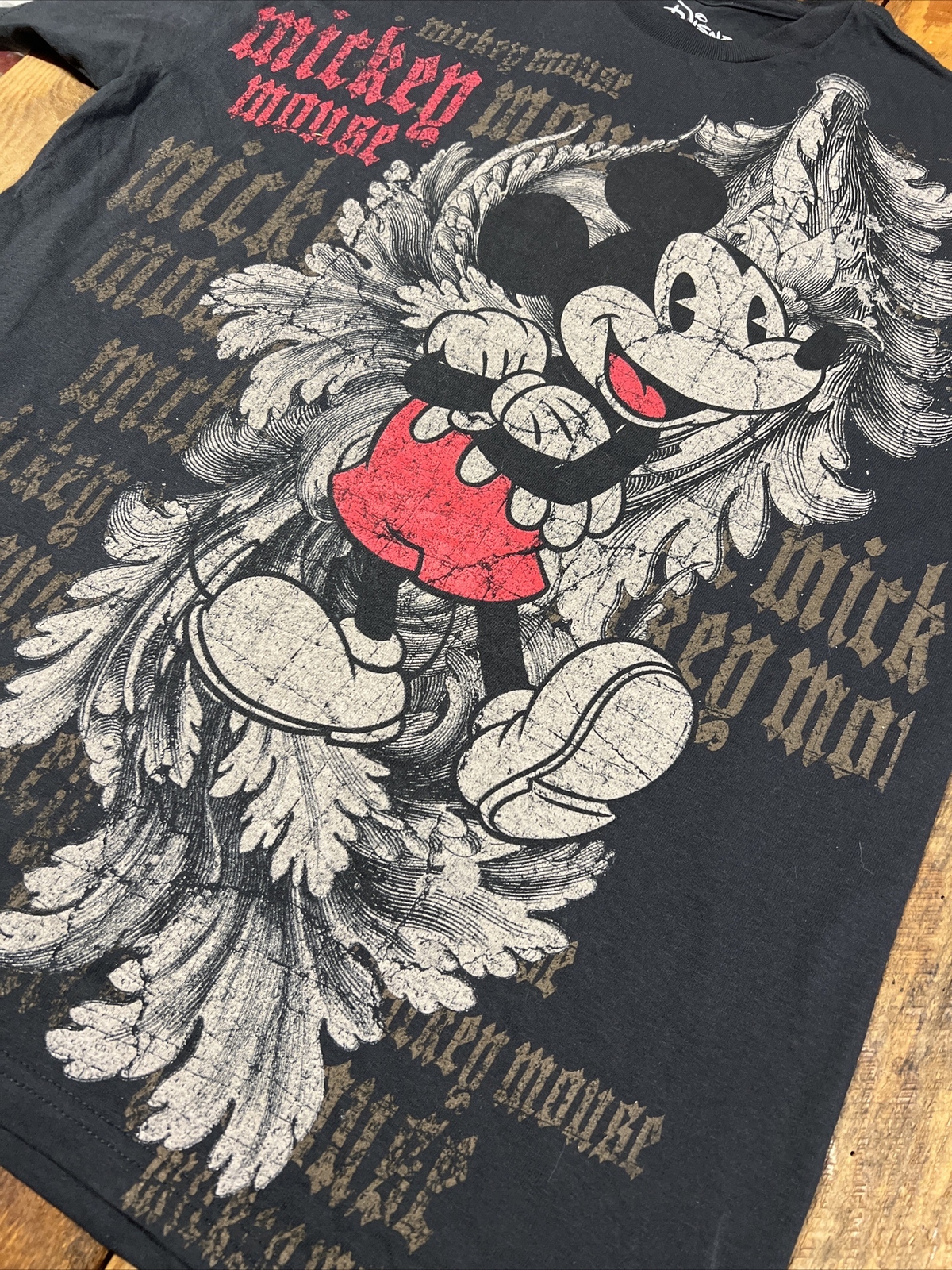 LG Disney Mickey Mouse Full Print Graphic Tee Shirt Black All Over Front Print