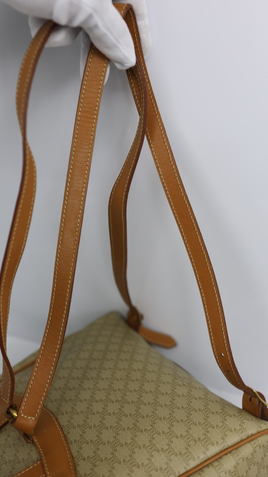 Rare Auth CELINE Vintage Beige Macadam Canvas Backpack – Monogram Rucksack Purse