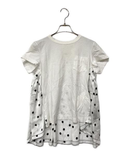 Sacai White Cotton & Polyester Docking Cut & Sew Blouse M Style Casual