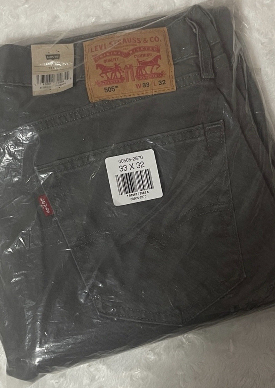 Levi’s 505 Series Regular Fit Stretch Straight Gray Men’s Jeans Denim Classic
