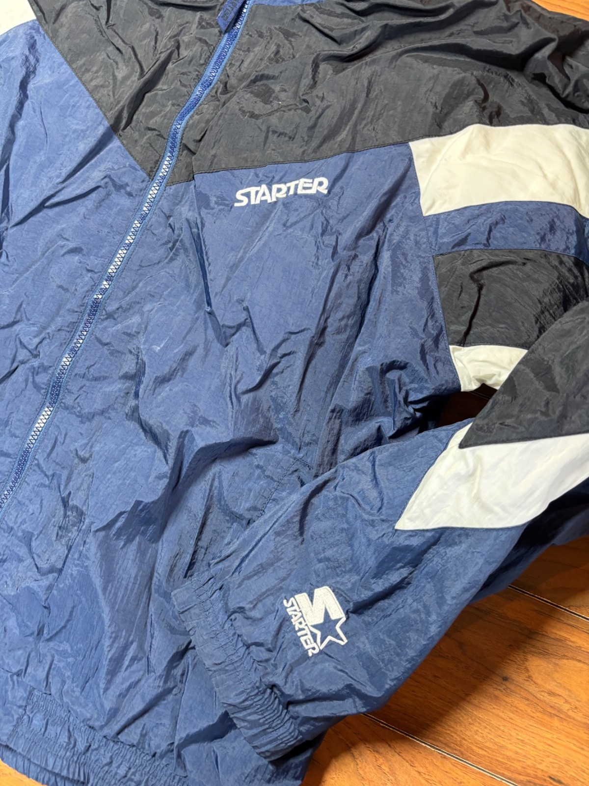 Vintage Starter Windbreaker Jacket M Blue Black 90s Streetwear Retro Sportswear