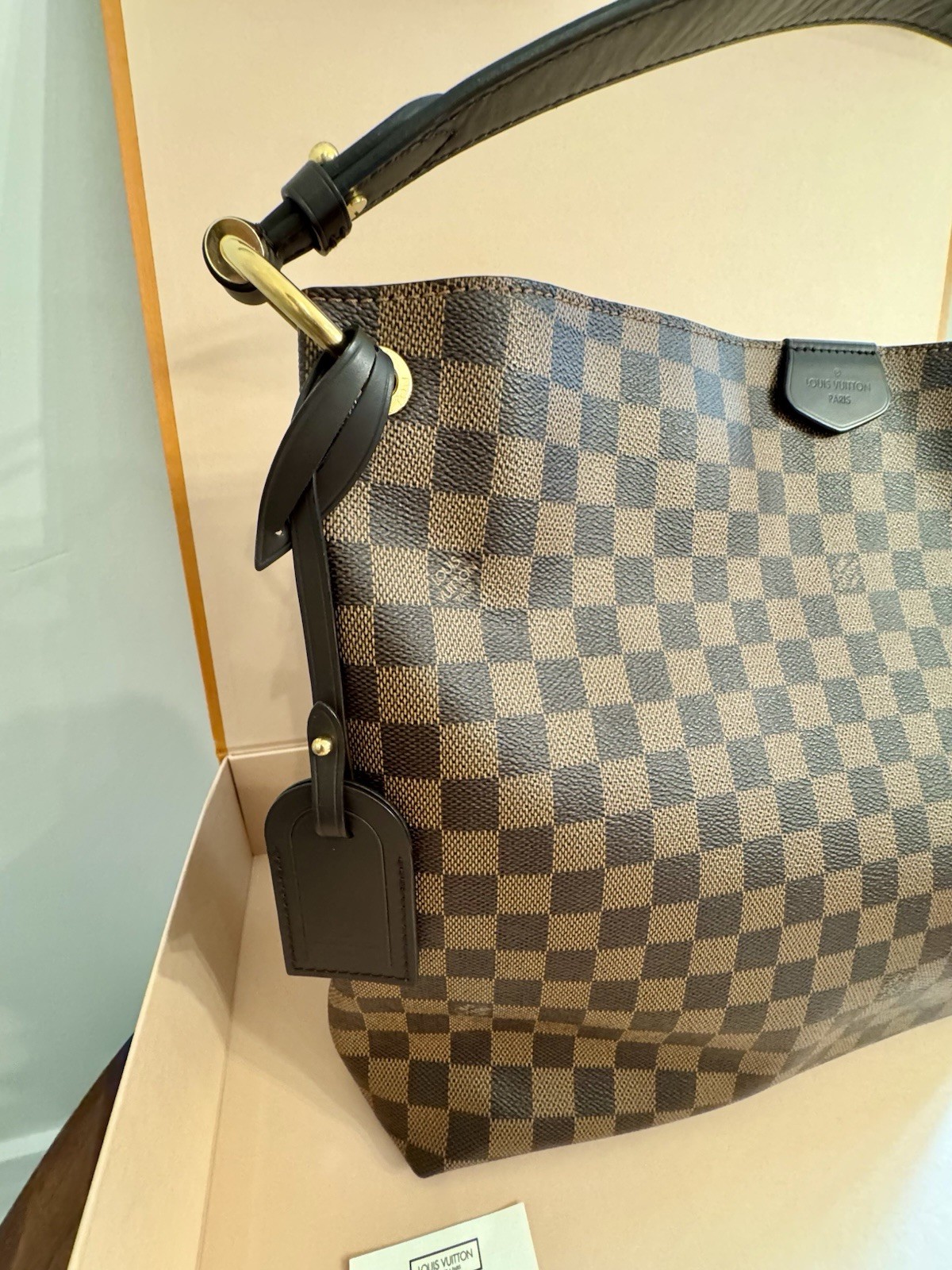 Louis Vuitton Graceful MM Damier Brown Shoulder Bag w/ Box Dust Bag Tag