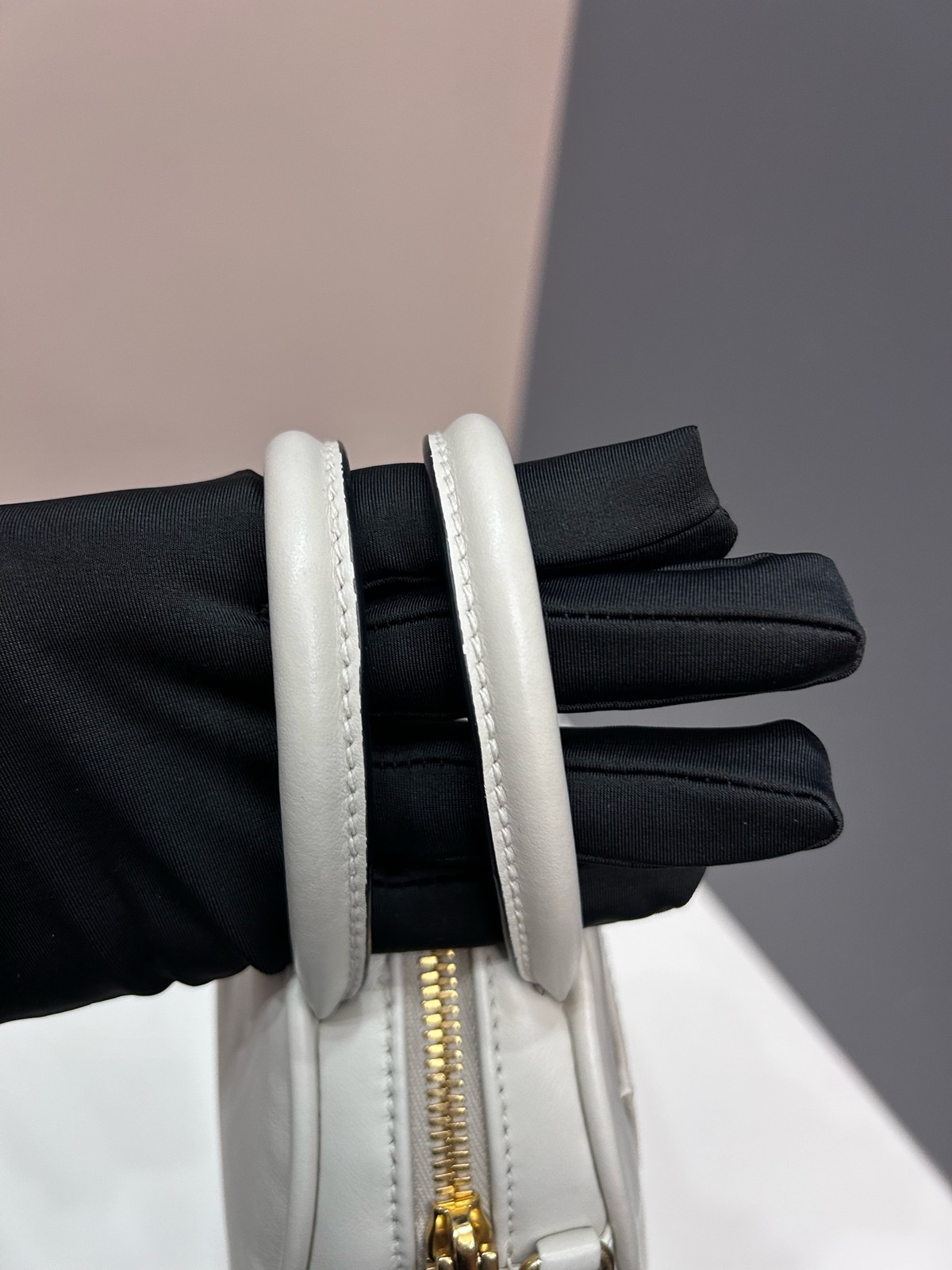 Authentic Preowned Miu Miu Mini Dome White Leather W/ Detachable Crossbody Strap