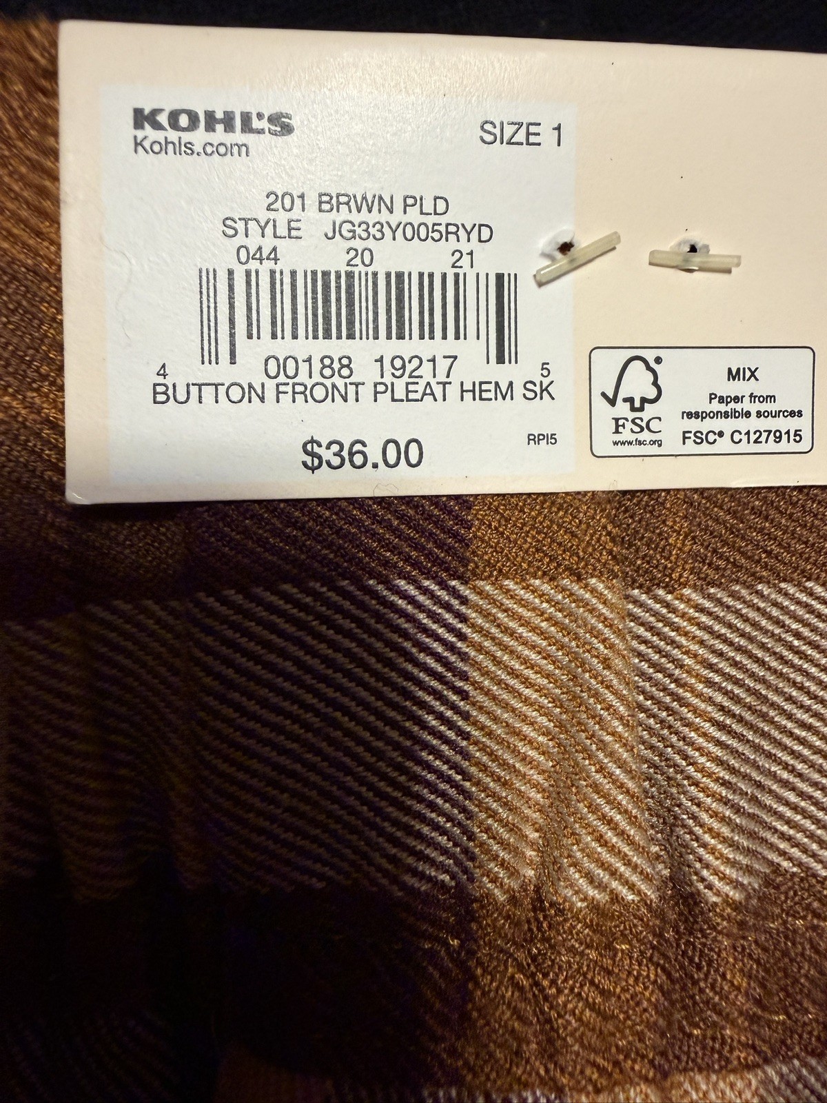 NWT So Plaid Button-Front Mini Skirt Fall Size 1 Junior New