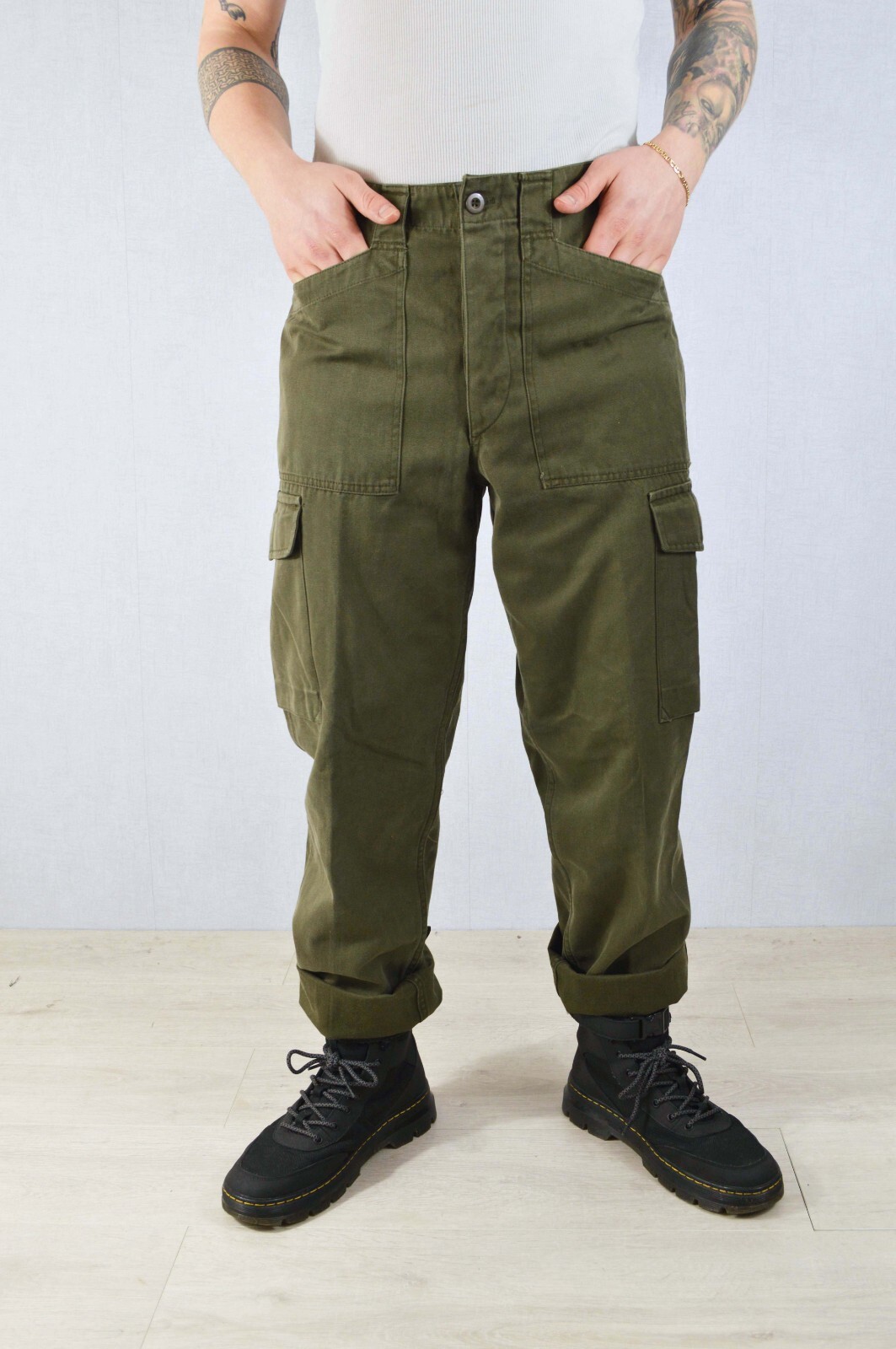 Austrian Fatigue Cargo Trousers Army Green – Various Sizes – 30 32 34 36 38 40