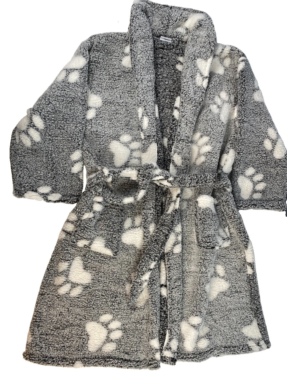 The Animal Rescue Site Super Cozy Fleece Robe with Pockets Grey & White Size 2X