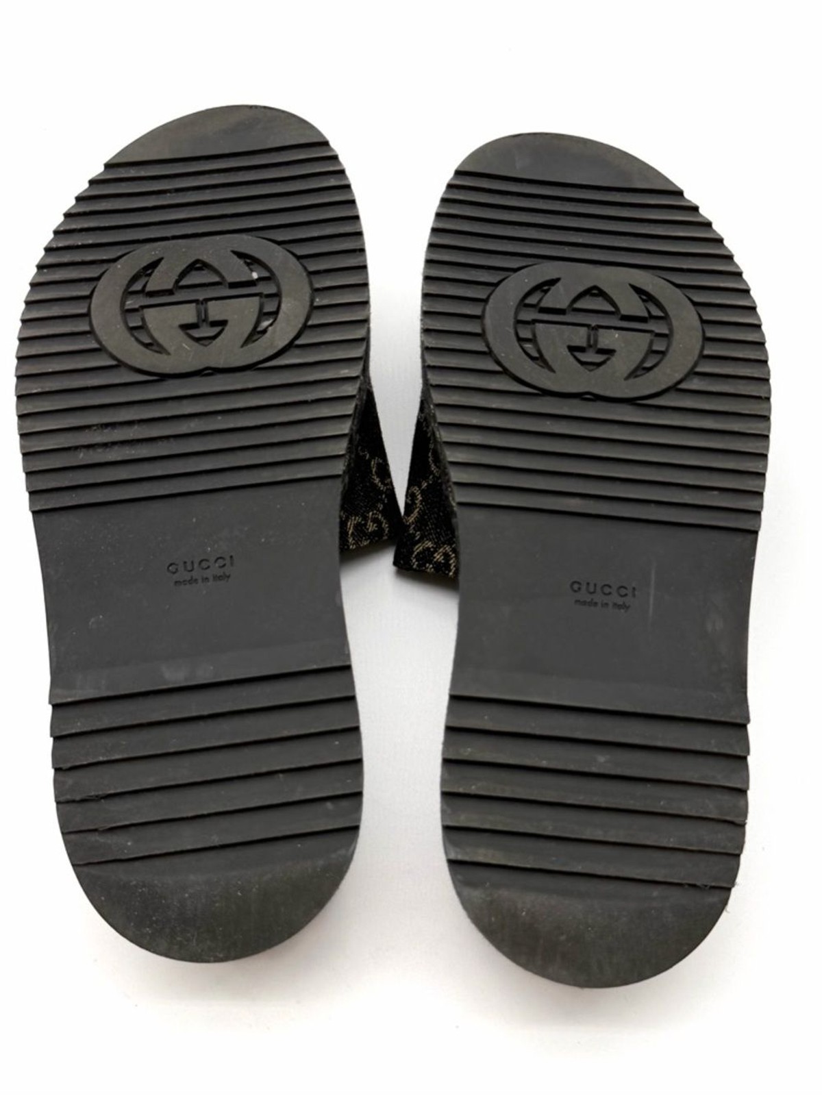 Gucci Angelina GG Monogram Platform in Black Denim Slide Sandals EU 39.5 US 9.5