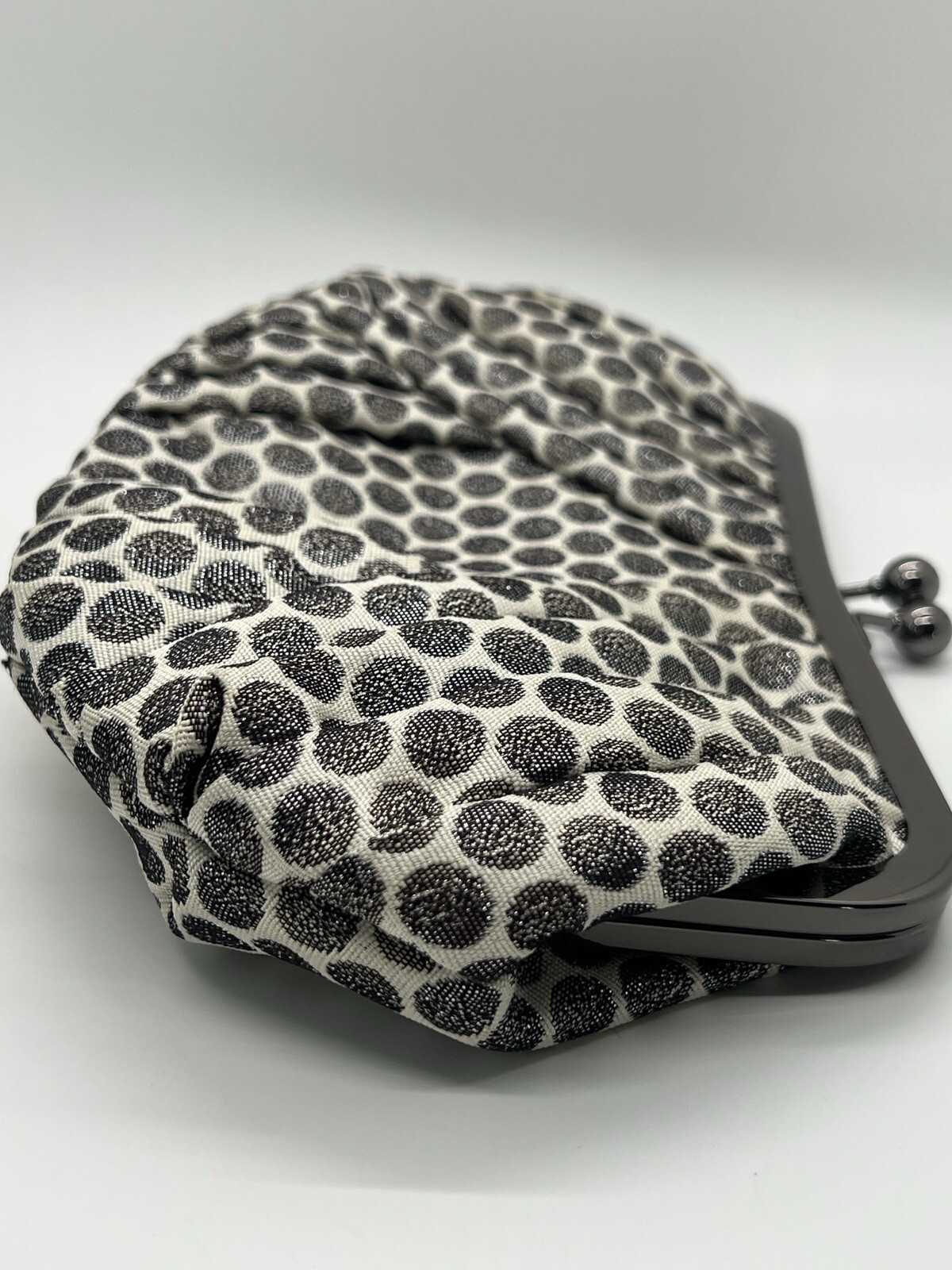 Kate Landry Evening Clutch Silver Metallic Polka Dots Silver Short Chain